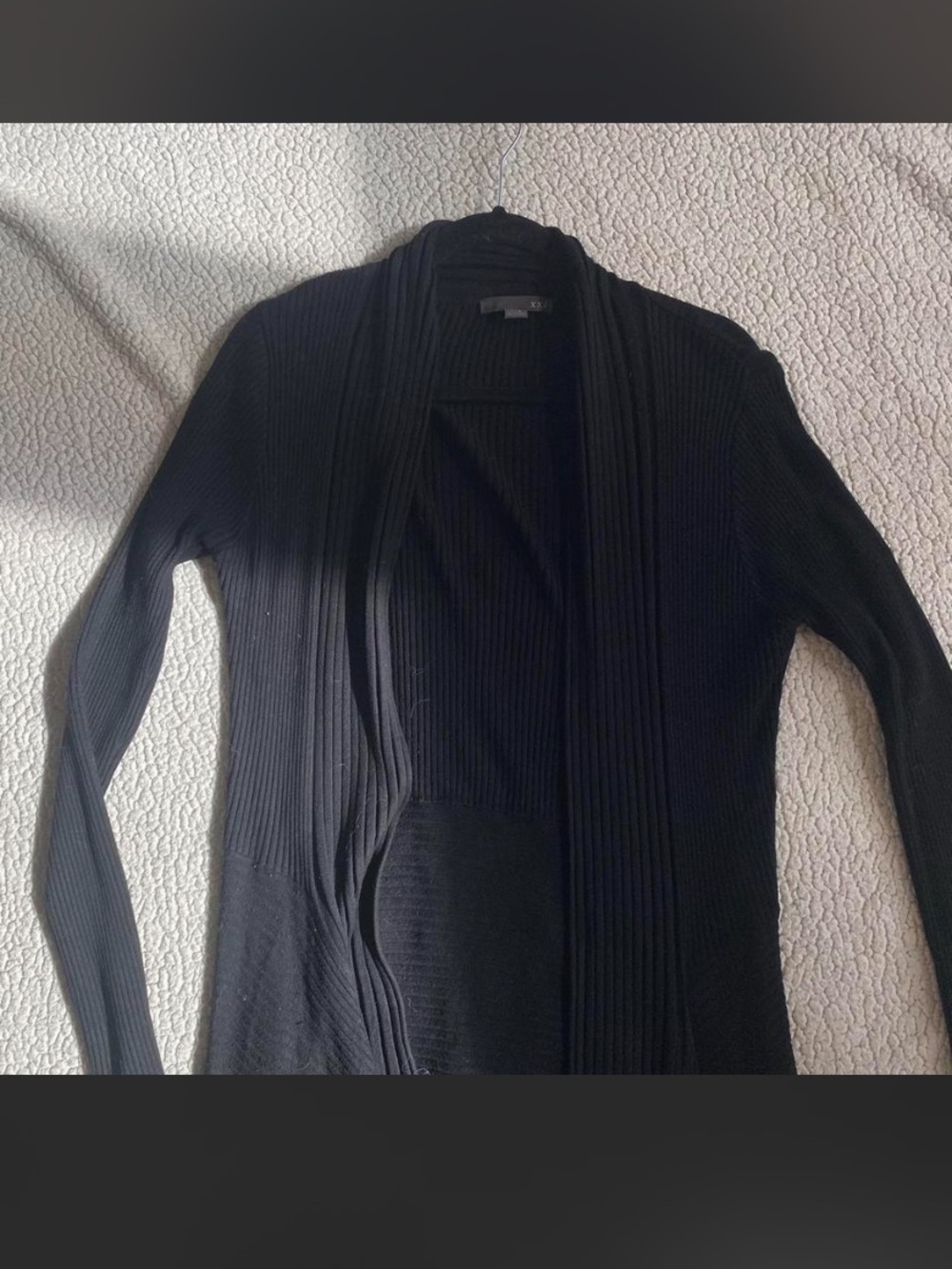 Black Ribbed Knit Cardigan